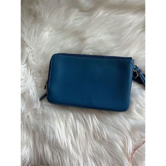Coach double Corner Zip Wristlet Denim Blue Refined Pebbled Leather - Picture 6 of 10